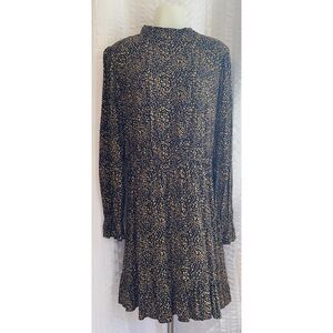 Popsugar NWT Flower Market Black And Gold Leopard Print Long Sleeve Dress